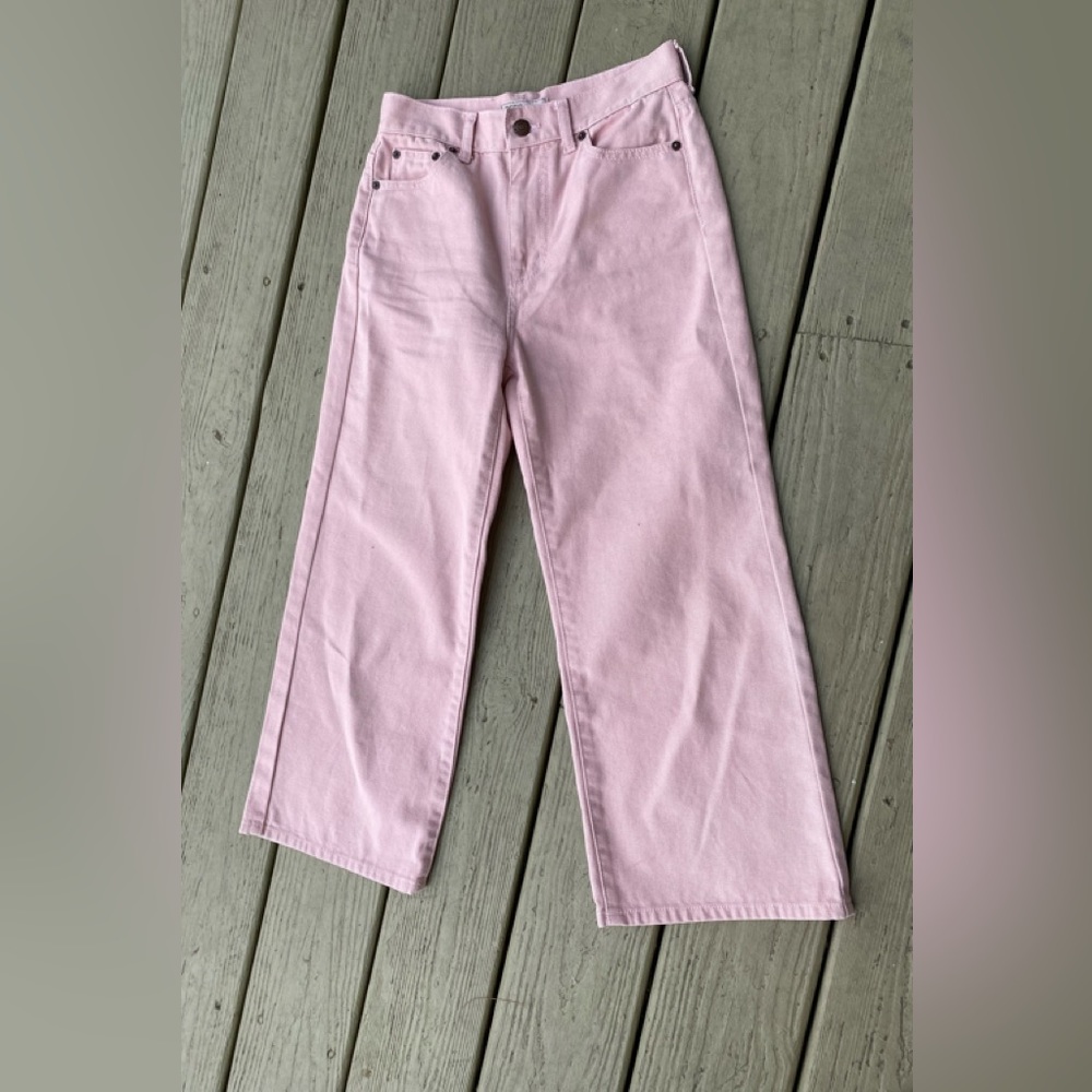 BCBGeneration - Woman’s blush pink wide leg cropped mid rise jeans, Siz…
